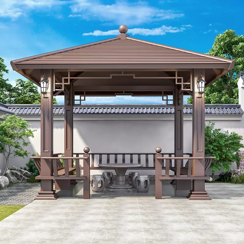铝合金凉亭四角六角庭院新中式农村小院花园公园亭子户外庭院凉亭