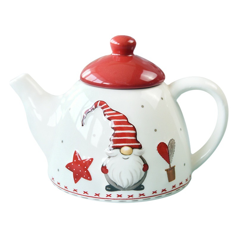 Nordic Santa Claus olla de cerámica hogar vajilla tetera en relieve tetera de cerámica de estilo occidental