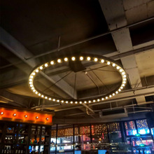 超市球泡圆环工业风商场酒吧灯跑马吊灯创意个性圆圈环形非标灯具