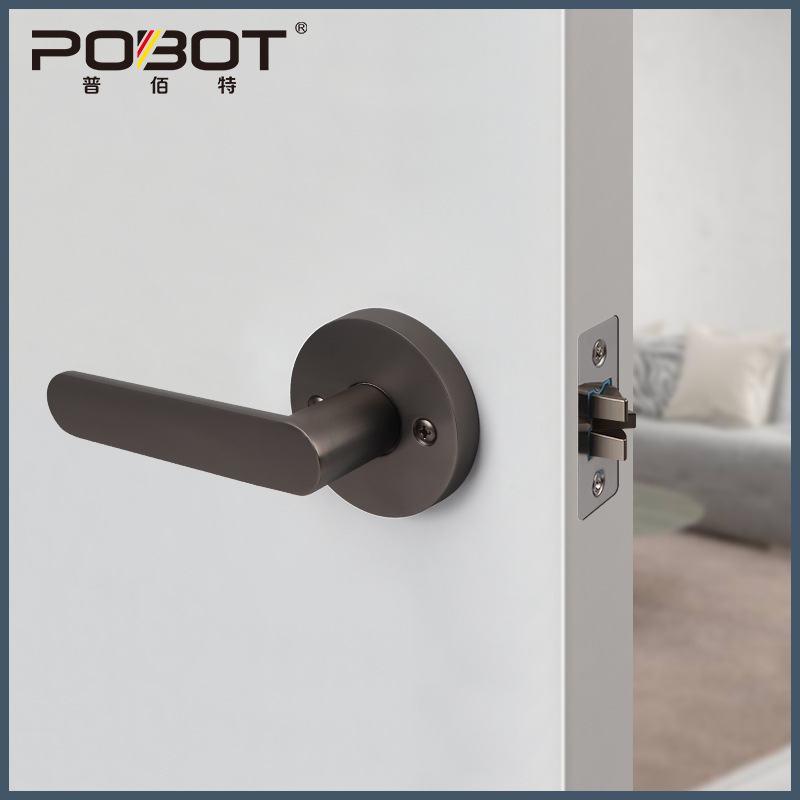 Channel lock simple interior door handle bedroom storage room handle lock single tongue fire door aisle three-pole channel lock