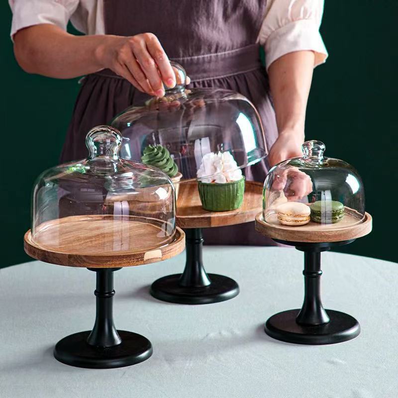 Nueva distribución transfronteriza de té de la tarde de madera de amor de estilo chino, mesa de postres, bandeja de pastel de frutas altas de madera maciza