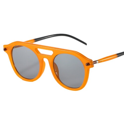  New Double-Beam Toad-Shaped Sunglasses for Men & Women—Vintage Design, Wholesale, Unique European & American Style, Available in Trendy Orange