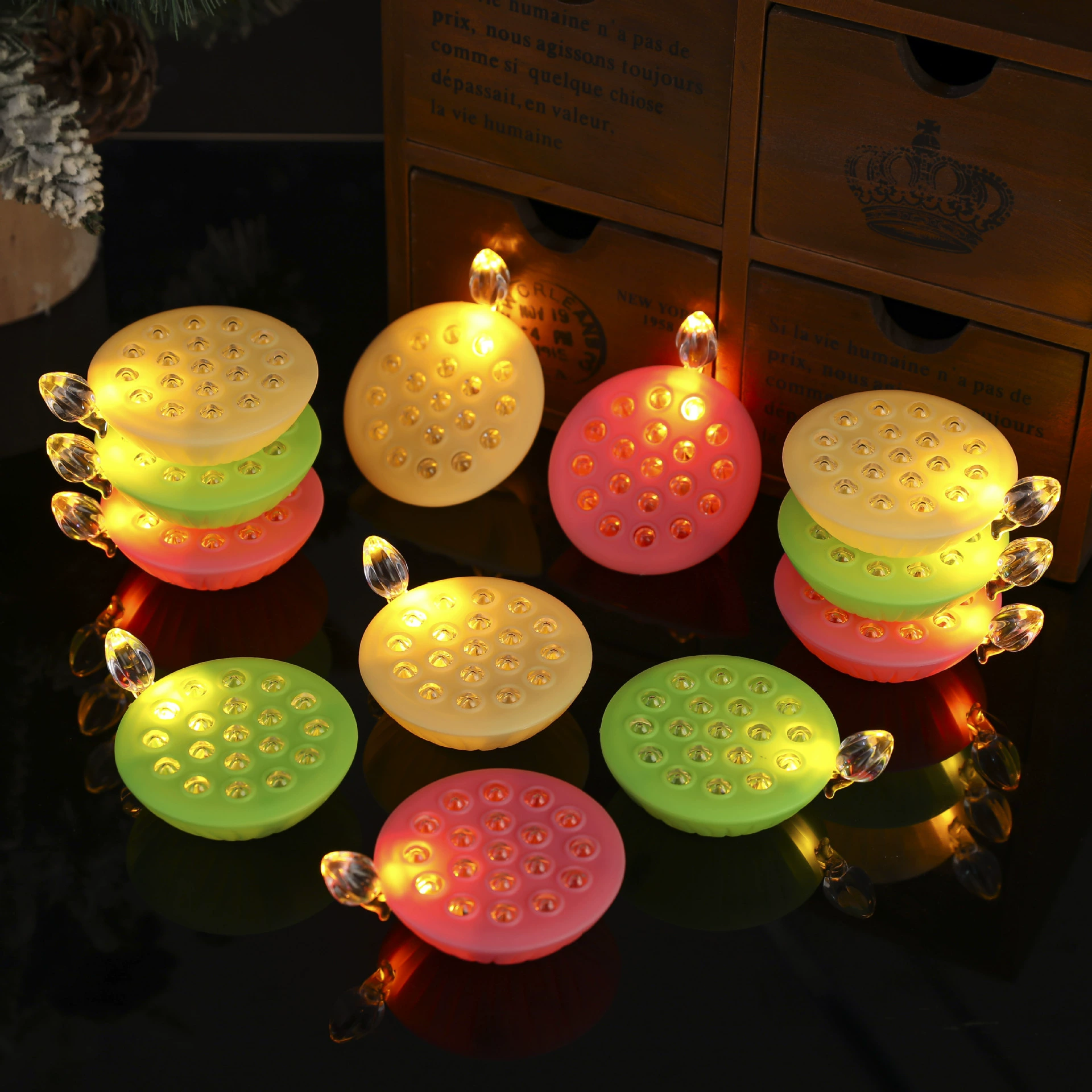 Новая имитация зеленого лотоса LED цифровая свеча лампа лотоса индийская атмосфера Дивали декоративная свеча лампа для освещения