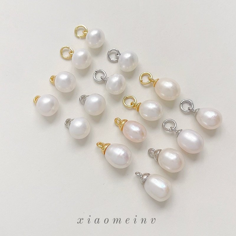 Natural Freshwater Pearls Plated with 18K Gold, White Button-Shap