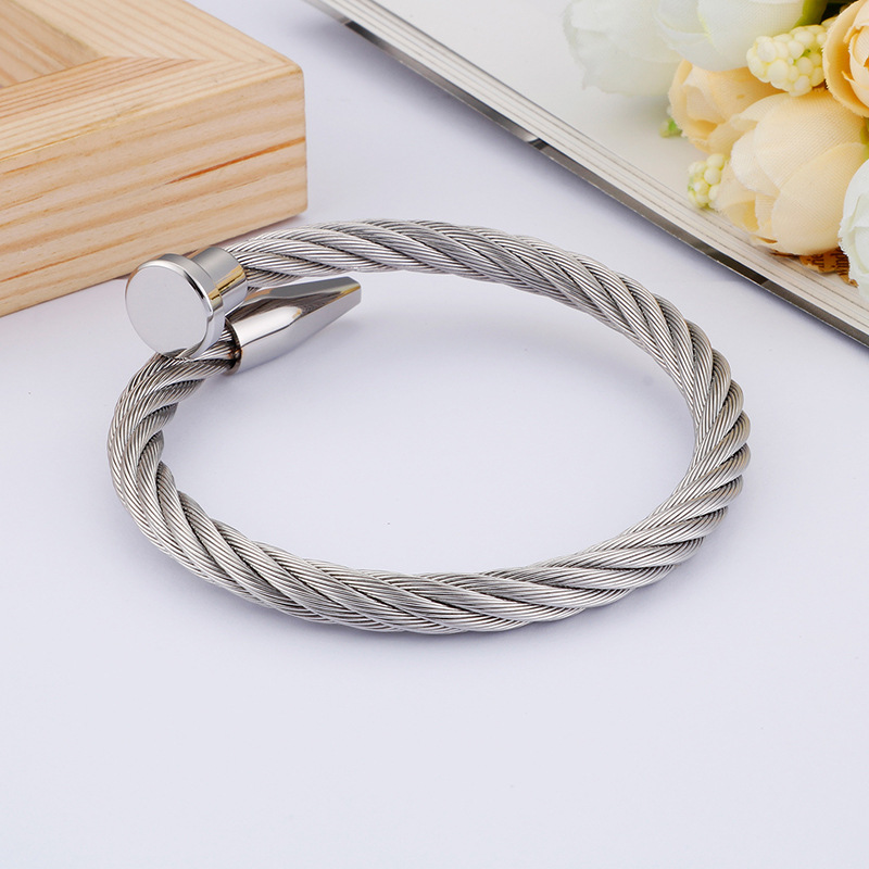 Steel wire bracelets, bracelets, simple and personalized metal texture jewelry from Europe and America_voghion.com