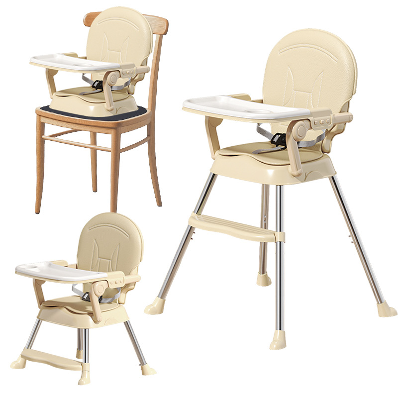 Silla de Comer para Bebé Transfronteriza, Mesa y Silla de Comer Plegable Portátil para Bebé, Altura Ajustable, Silla de Comer Infantil para el Hogar