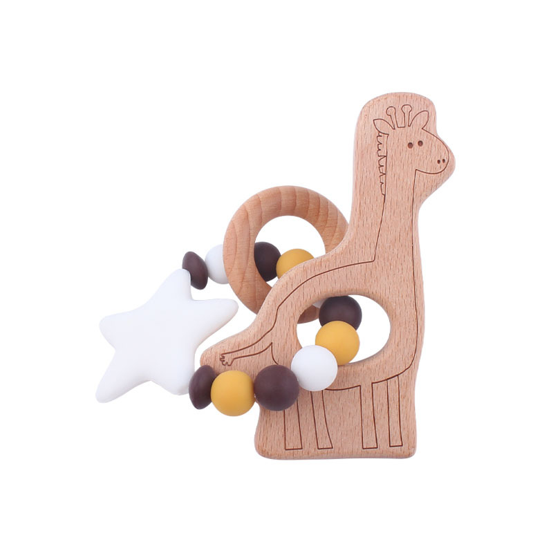 Nuevo bebé suministros de dibujos animados animal patrón Haya clip calmante bebé chupete cadena coche colgando mordedor conjunto de tres piezas