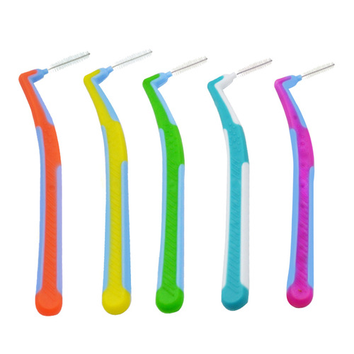 Jinhu L-shaped interdental brush, 5 card-mounted interdental brush toothpicks, orthodontic braces cleaning interdental brush, customizable logo