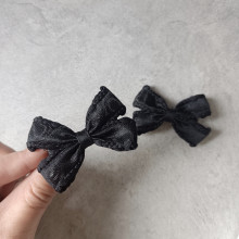 韩式甜美可爱儿童学生发卡黑色绢纱小蝴蝶结对夹边夹刘海夹头花