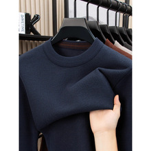2025新款羊毛衫男加绒加厚毛衣男高级感圆领针织衫休闲内搭打底衫