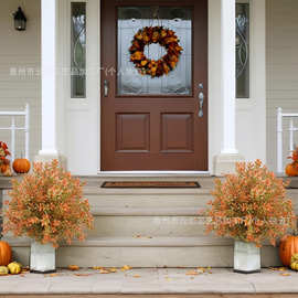 云汇跨境 感恩节秋季黄杨叶地插树尤加利 庭院家居装饰 仿真绿植