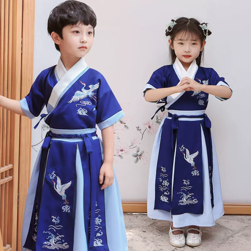 Детское Старинное платье Госюэ Hanfu Учащиеся начальной школы в китайском стиле, супер сказочная книга с вышивкой, детское платье для чтения поэзии