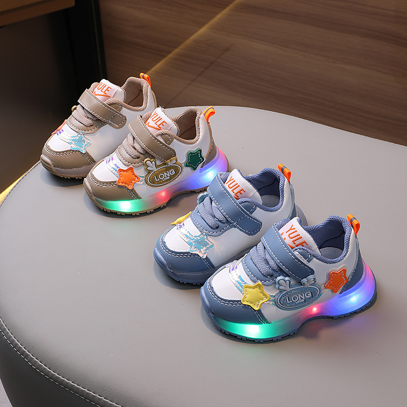 Light-up baby boy's shoes soft-soled non-slip baby toddler shoes children's sneaker spring and autumn girls' leather 0-1 years old 3 Light-up baby boy's shoes soft-soled non-slip baby toddler shoes children's sneaker spring and autumn girls' leather 0-1 years old 3