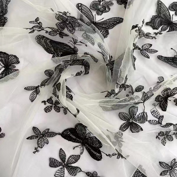 Tridimensional mariposa traje rendimiento vestido falda encaje tela malla bordado muñeca ropa velo tela