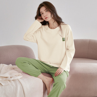 Home Clothes Women's Autumn and Winter Cute suit Loose Round Neck Long Sleeve Top Casual Trousers Comfortable Outer Wear Pullover Pajamas
