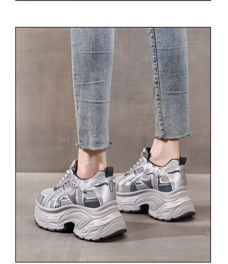 Giày sneaker nữ đế dày tăng chiều cao phong cách retro, gót 8 cm — Màu thẻ chi tiết 13