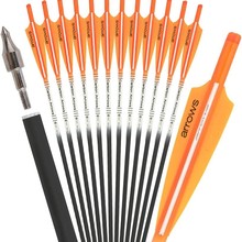 huwairen短箭碳箭荧光黄16/18/20/22英寸混碳箭支可换箭头户外