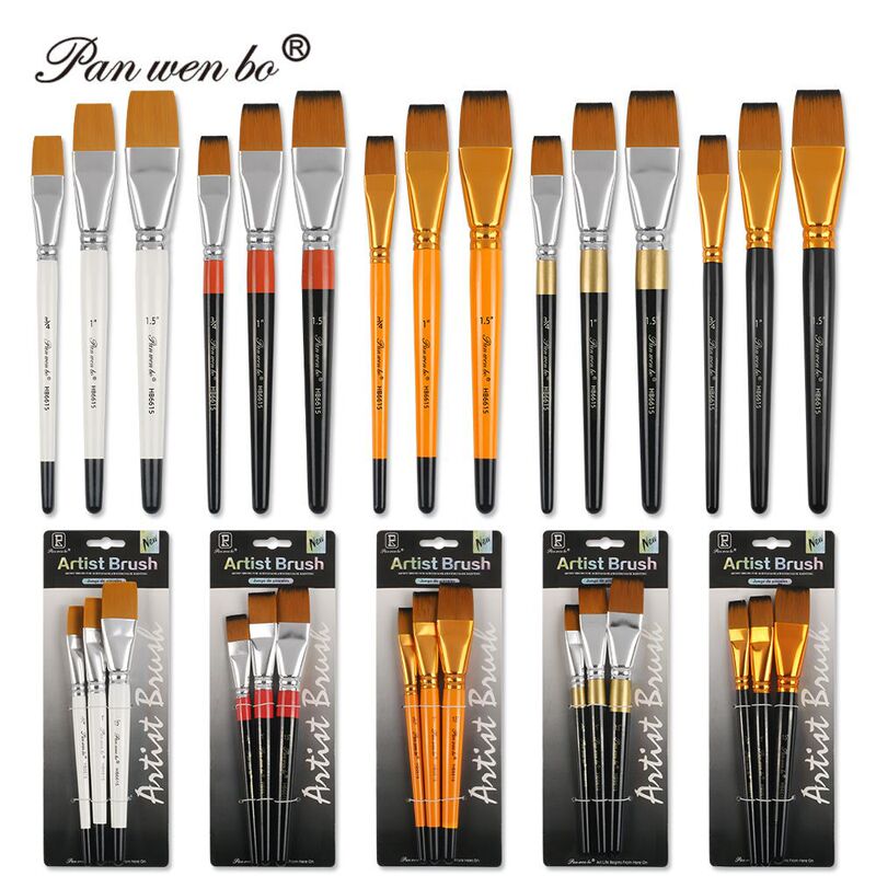 Oil Paint Brush 3 Wooden Set Nylon Brush Art Painting Watercolor Board Brush Student Graffiti Paint Brush Oil Paint Brush 3 Wooden Set Nylon Brush Art Painting Watercolor Board Brush Student Graffiti Paint Brush