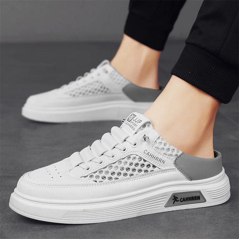 Одна педаль ленивая обувь мужская летняя мужская обувь сетка полубуксировка обувь студенческая молодежь маленькая белая обувь мужская 2024
