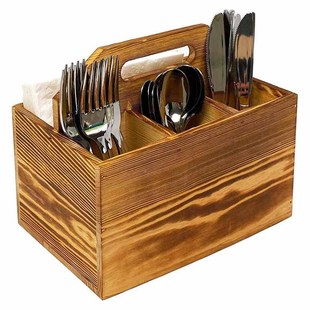 Solid Wood Multifunctional Knife and Fork Storage Box Home Desktop Storage Box Satchel Storage Blue Wood