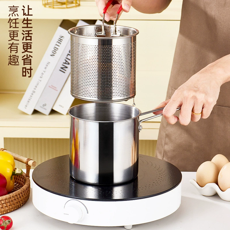 Многофункциональная маленькая глубокая кастрюля из нержавеющей стали, бытовая маслосберегающая мини-фритюрница с ситечком для жареной курицы и картофеля фри.