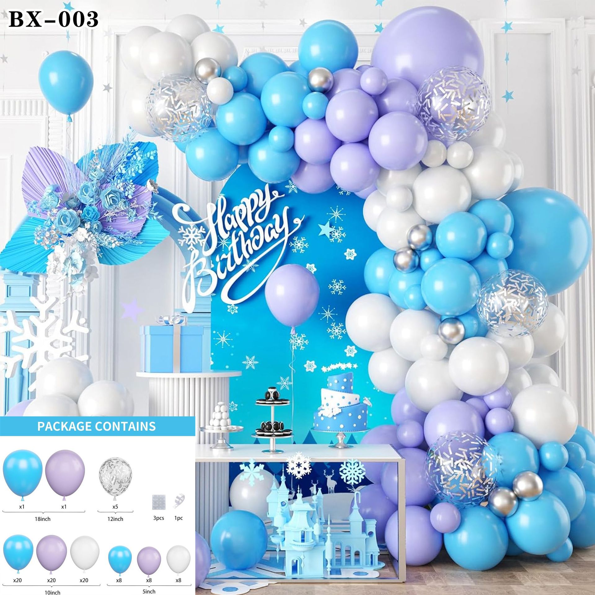 Frozen azul tema cumpleaños decoración globo traje princesa niña niños años de edad decoración escena diseño