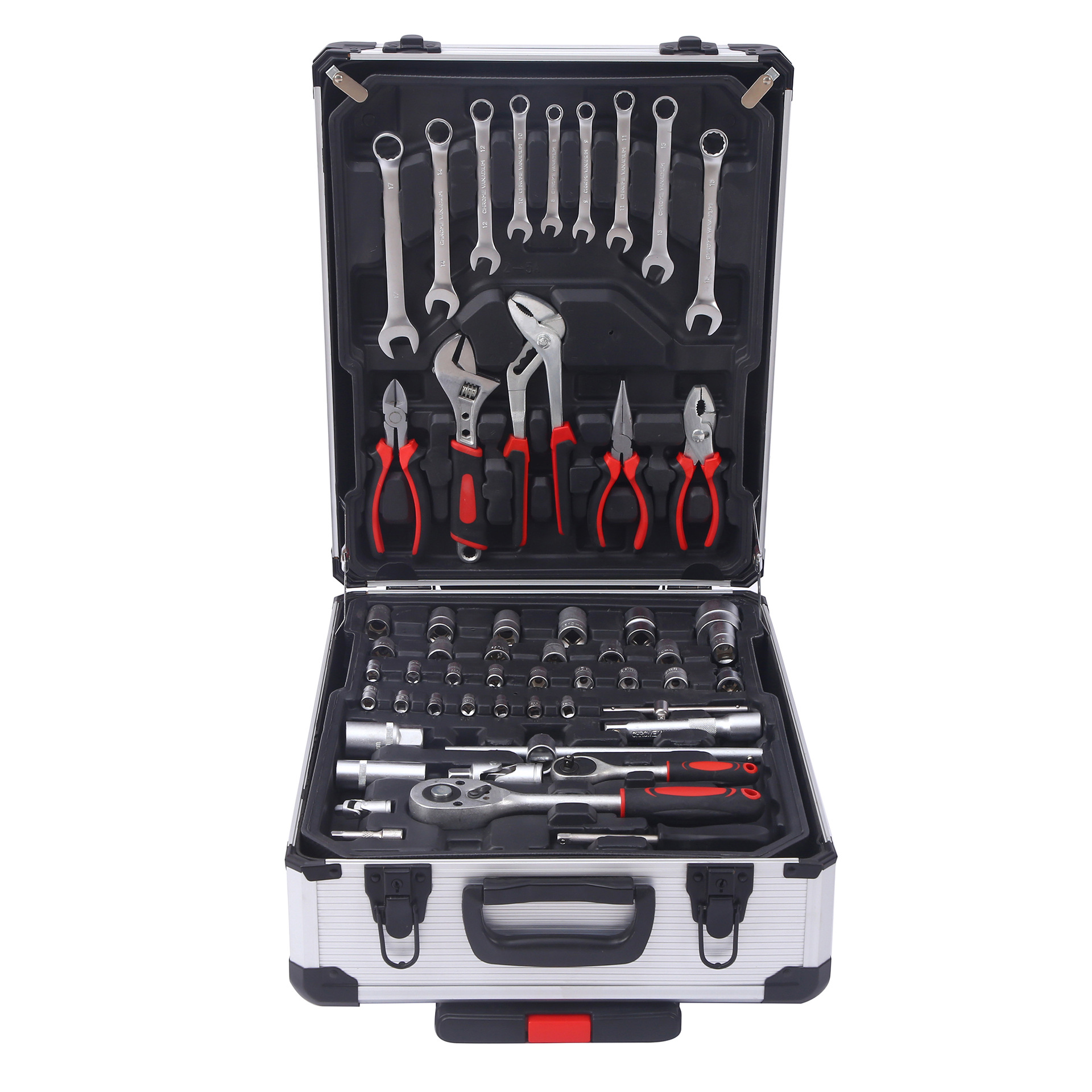 18 piezas de herramientas de hardware doméstico conjunto de reparación de automóviles de aluminio caja de barra de tracción conjunto de llave de manga