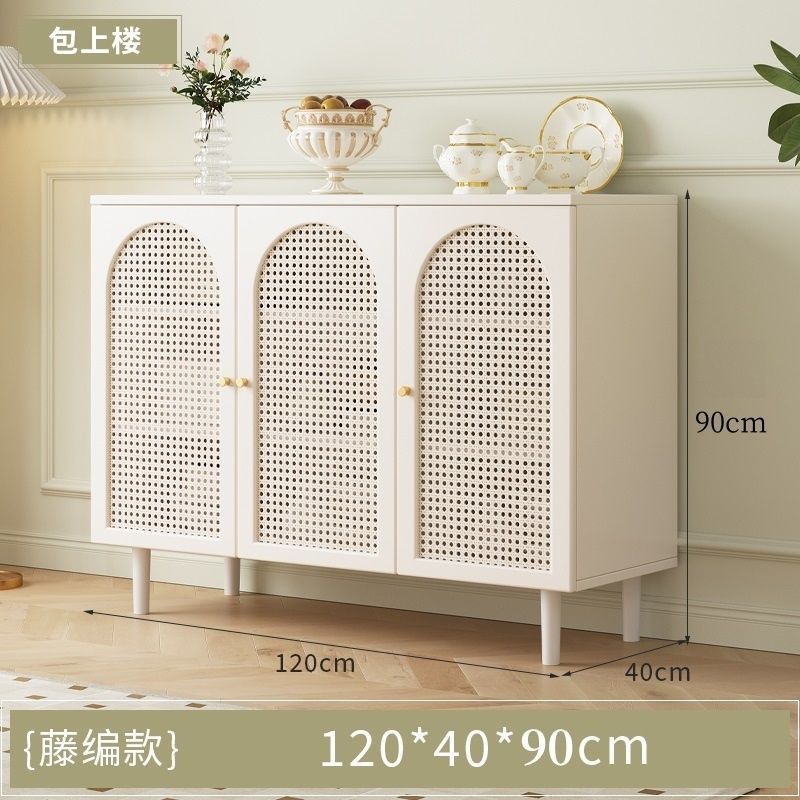 实木藤编餐边柜靠墙一体储物柜茶水柜收纳客厅2025新款置物柜|undefined