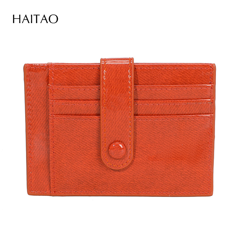 Pequeña bolsa de tarjetas de identificación de piel brillante ultrafina multi-tarjeta bolsa de tarjetas