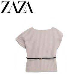 ZAZA 自制欧美风 批发女装 时尚百搭不对称腰带针织衫上衣5536193
