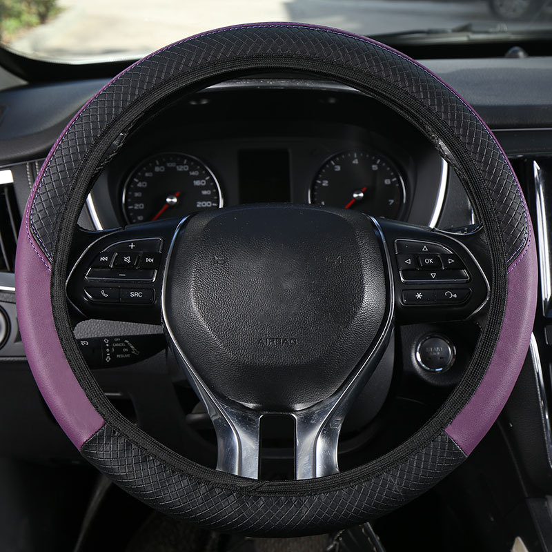 Car Steering Wheel Cover, Elastic, No Inner Ring, Leather, Suitable for All Seasons, Cross-Border Popular Model, Handle Cover Wholesale, Dropshipping, with Label
