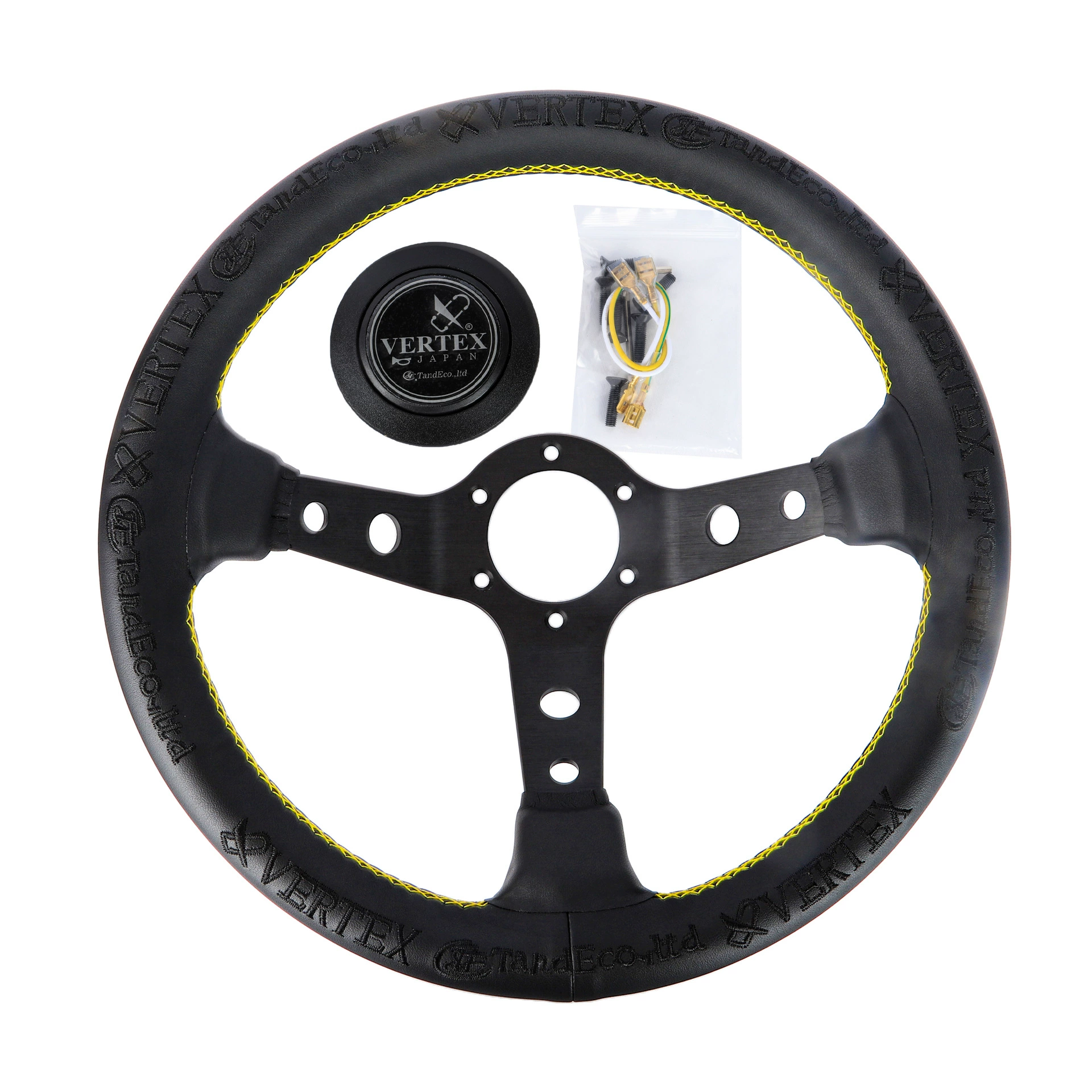 Гоночный кожаный руль, модифицированный руль для автомобиля 13inch VERTEX, контроллер рулевого колеса с вышивкой черных надписей