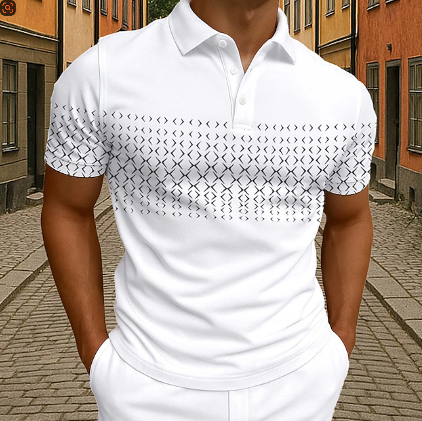 Men's Golf Series Lapel Casual Sports Style Button Short Sleeve Polo Shirt Summer Pink Blue Green