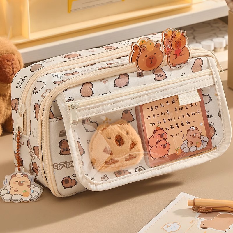 2025 nuevo estuche para lápices Kapibala para estudiantes con impresión de alto valor, estuche para lápices de escritorio de papelería de gran capacidad de nueve capas