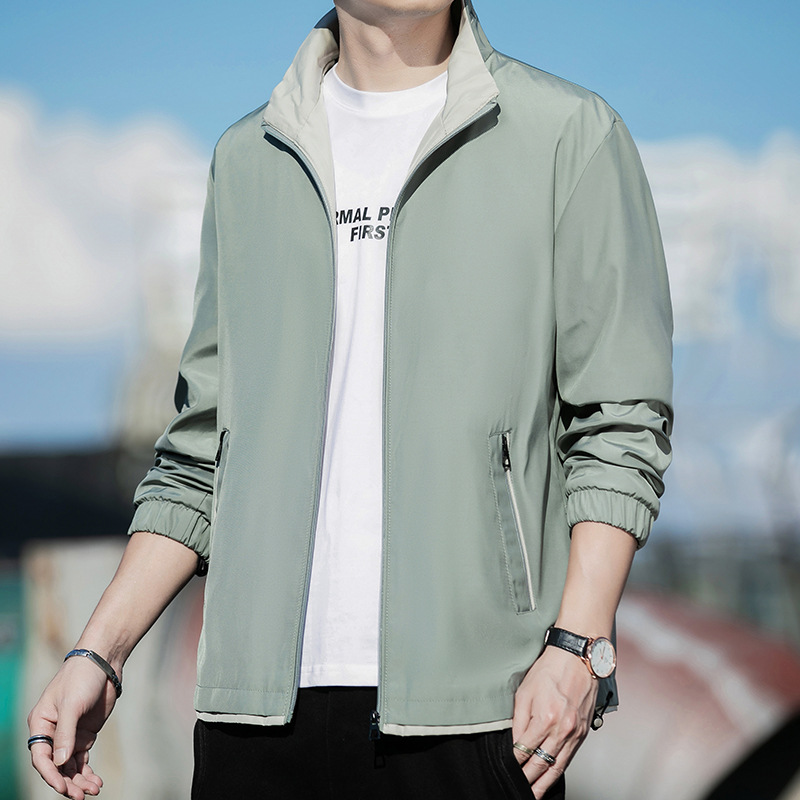 MT-2269秋季男士韩版休闲刺绣立领百搭商务夹克