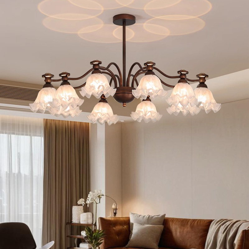 American French Style Living Room Chandelier Creative Internet Celebrity Lily of the Valley Flower Retro Country Pastoral Lighting Medieval Dining Room Bedroom