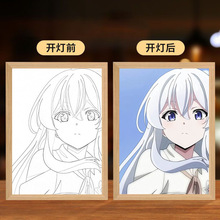 新款高颜值魔女之旅周边灯光画三维立体发光高级相框装饰桌面摆台