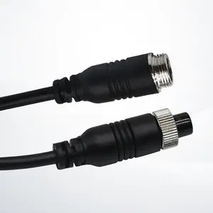 Veise 四芯航空母头线M12 后视摄像头防水机身线 GX12连接器带线