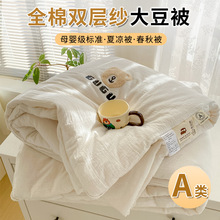 A类全棉双层纱夏被空调被大豆被纯色春秋被子被芯夏凉被夏季款