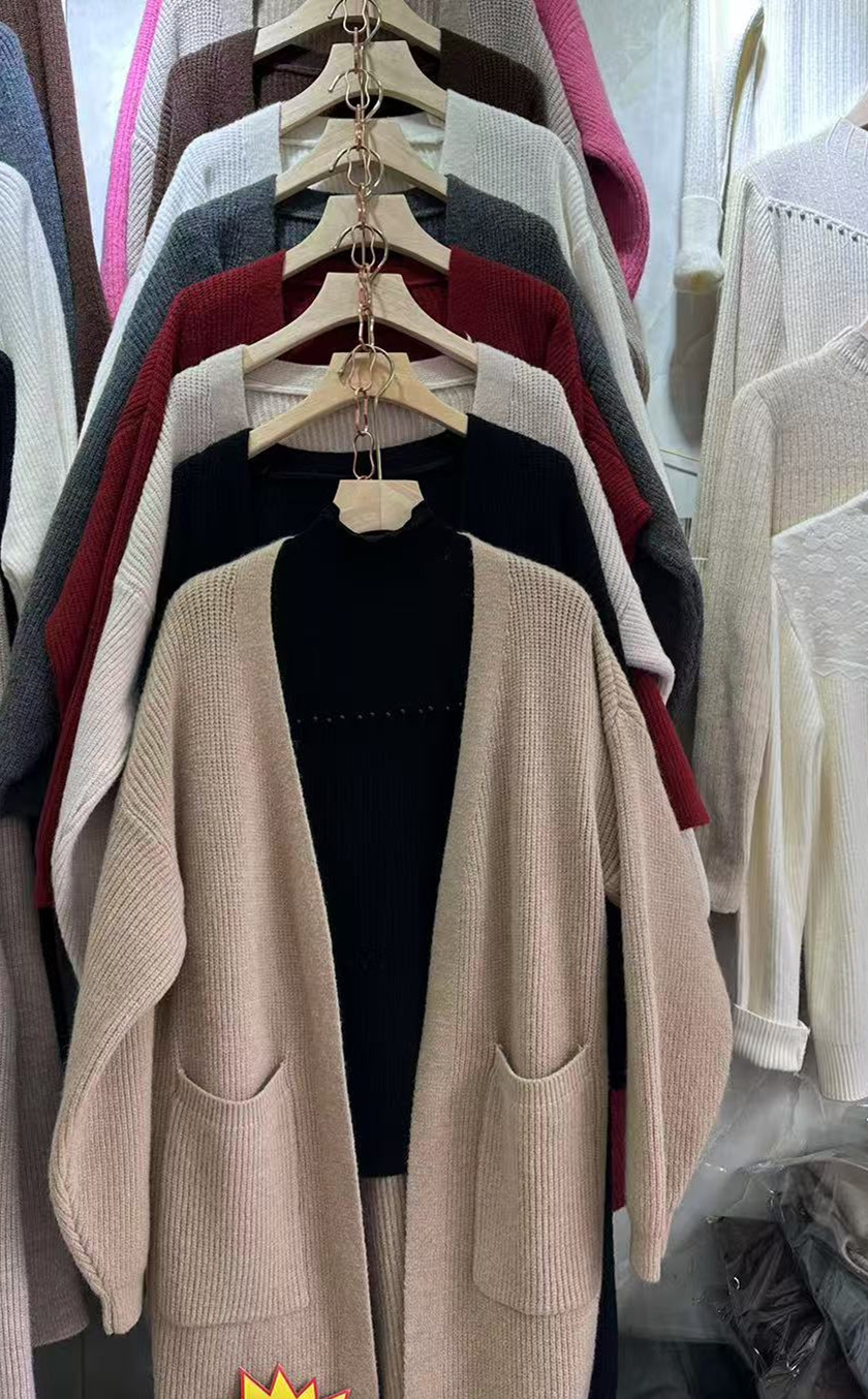 Übergroßer Cardigan mit V-Ausschnitt – Grobstrick-Langpullover mit offener Vorderseite (Einheitsgröße, 7 Farben)_voghion.com