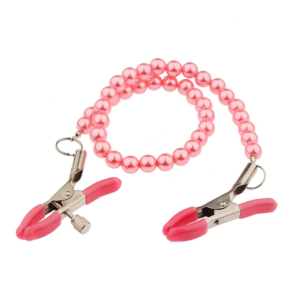 Pink regular clip + pink pearl chain