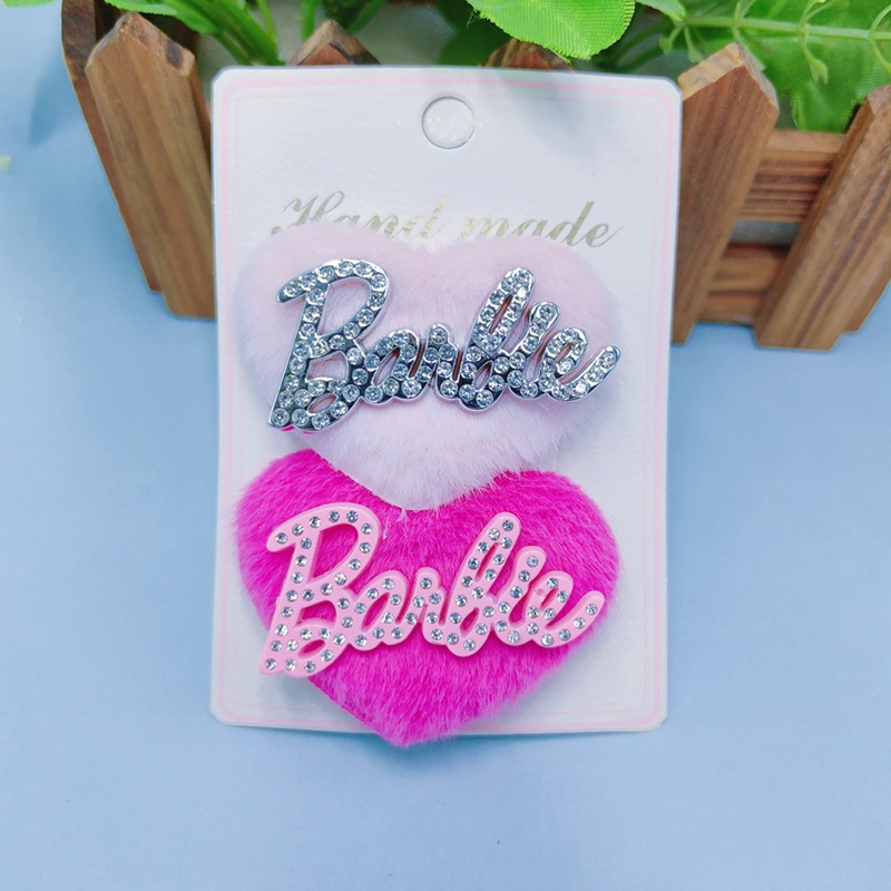 Nuevo Super flash rhinestone letra Rosa conejo pelo BB clip amor traje horquilla 2 una tarjeta Barbie carta accesorios para el pelo
