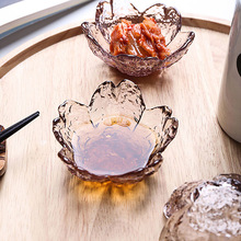 日式玻璃樱花碟 家用蘸料碟调味醋碟厨房玻璃餐具创意粉色小碟子