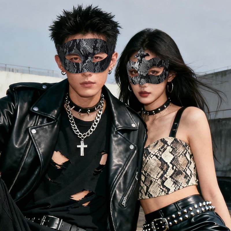 Ventas transfronterizas de moda de serpiente de cocodrilo flecha combinación máscara de mitad de cara Halloween máscara de mitad de cara