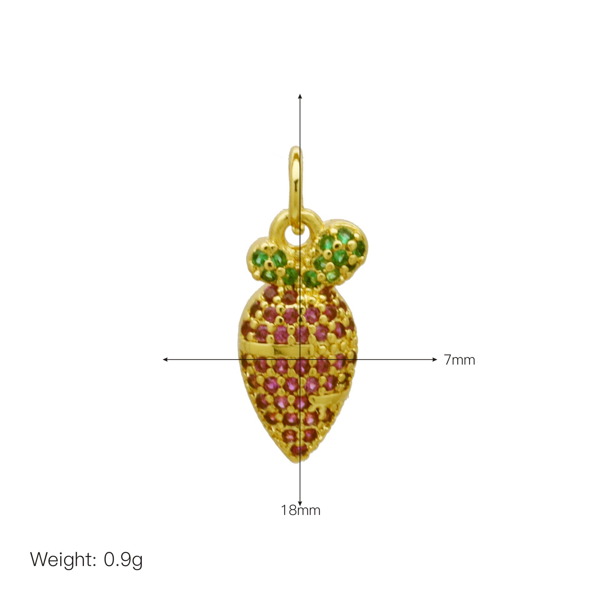 2g Weight Pendant Jewelry Making Type 7 * 18mm Jewelry Making Size Zircon Inlay Material DIY Jewelry Accessories Classification 1 Piece Quantity Copper Material Christmas Festival Cherry, Carrot, Strawberry Pattern Inlay Design IG Style Style 1 Piece 7 * 18mm Copper Zircon Cherry Carrot Strawberry Pendant 14