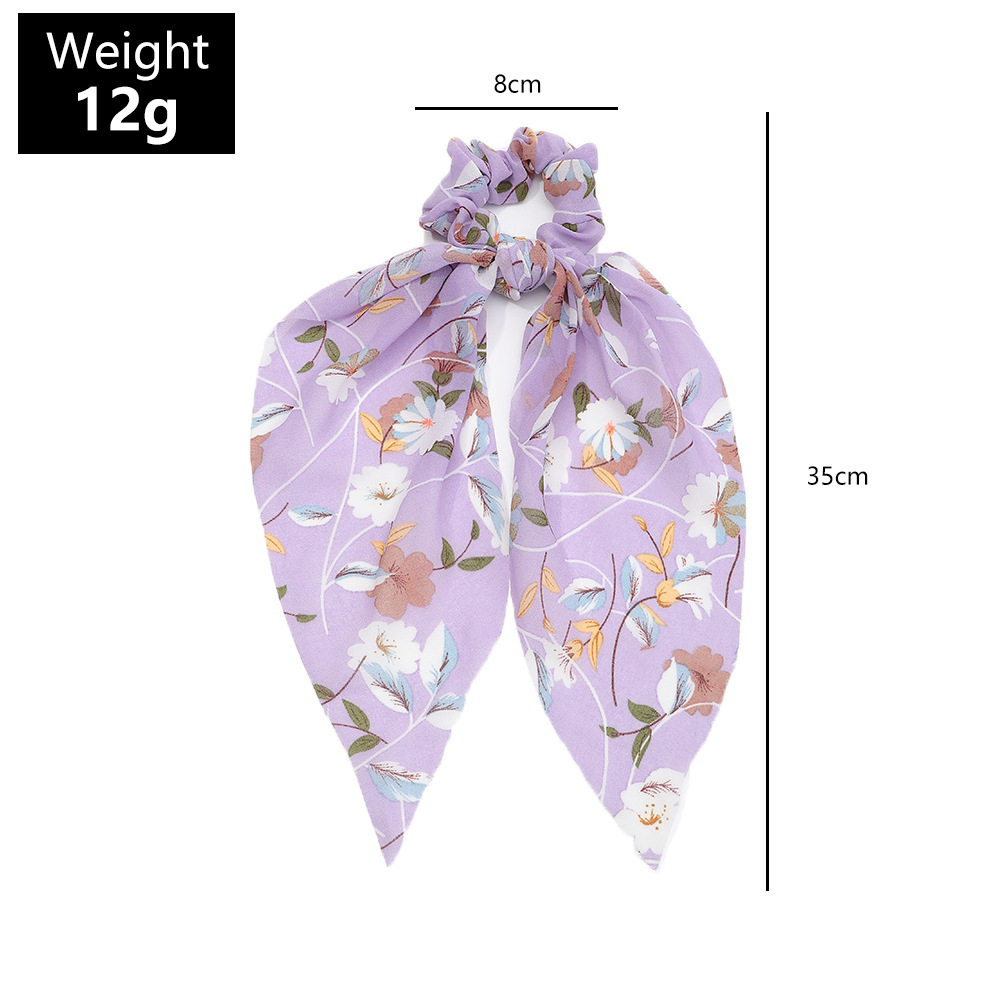 Fashion Style New Floral Print Ponytail Long Ribbon Hair Scrunchies display picture 2