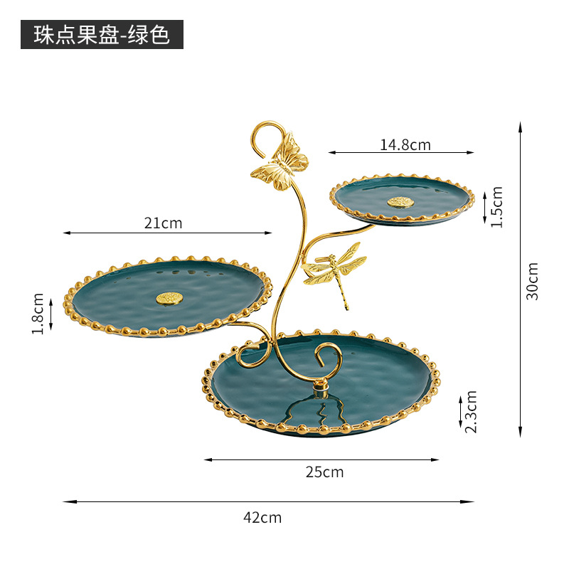 Plato de fruta de múltiples capas hogar sala de estar pastel caramelo merienda bandeja de té mesa de postre merienda de té de la tarde soporte de exhibición