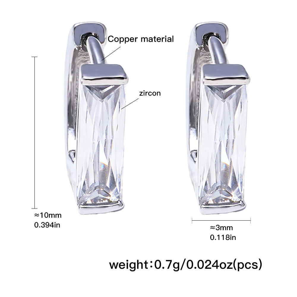 Pendientes sencillos de diamantes cuadrados de estilo moderno, pendientes de aro pequeños y cortos, joyería ligera de lujo con un toque sofisticado._voghion.com