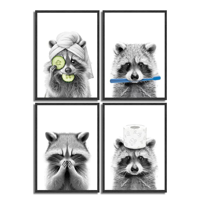 Giraffe Dog Elephant Toilet Paper Bathtub Funny Bathroom Poster Canvas Painting Wall Art Shower Room Home Decor