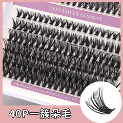 亞馬遜跨境熱熔30D 40D假睫毛批發外貿12排D曲嫁接混合裝分段朵毛